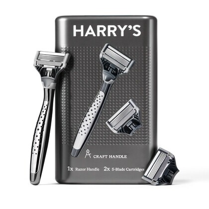 Harry's Razors for Men - Juego de maquinilla de afeitar para hombre con 5  recambios de cuchillas de afeitar, cubierta de hoja de viaje, gel de